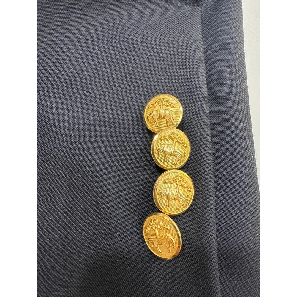 Brooks Brothers Loro Piana Super 120s Wool Navy Blue Blazer Gold Buttons 46 REG